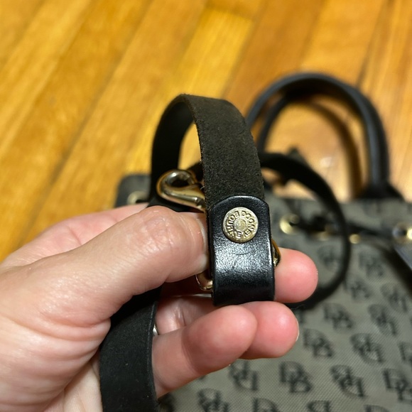 Dooney & Bourke Drawstring Canvas Signature DB Bucket Bag/ Cross Body Strap - Picture 8 of 16